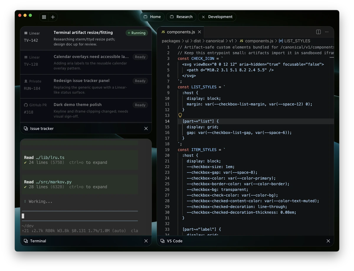 A Television screen set up for agentic coding
